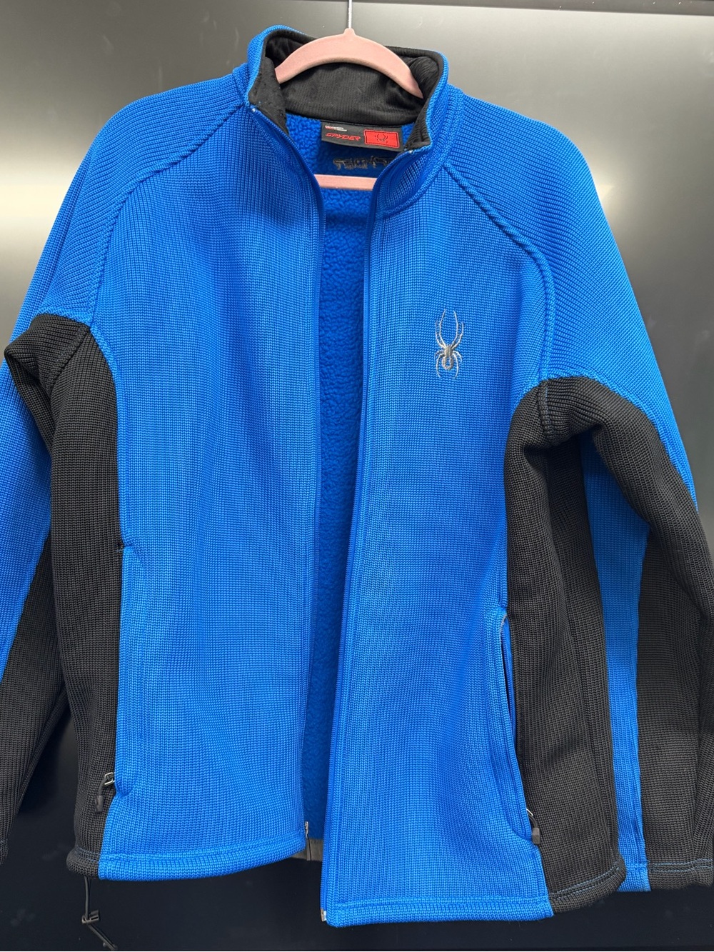 Spyder Full Zip Fleece Jacket Men’s Large Blue Black Performance Ski Outdoor